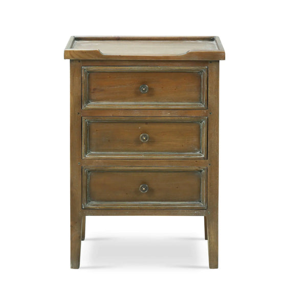 Eton 3 Drawer End Table In Straw Wash-Blue Hand Home