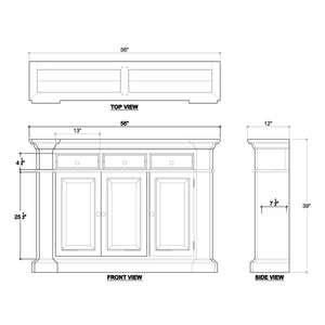Roosevelt 3 Drawer Narrow Sideboard-Blue Hand Home