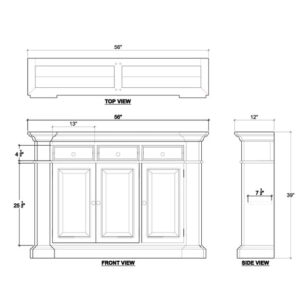 Roosevelt 3 Drawer Narrow Sideboard-Blue Hand Home