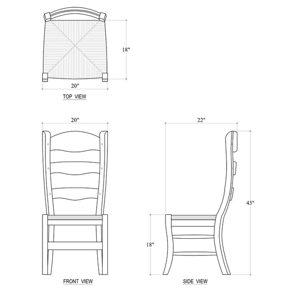 Peg & Dowel Ladder Back w/ Rush Seat-Blue Hand Home