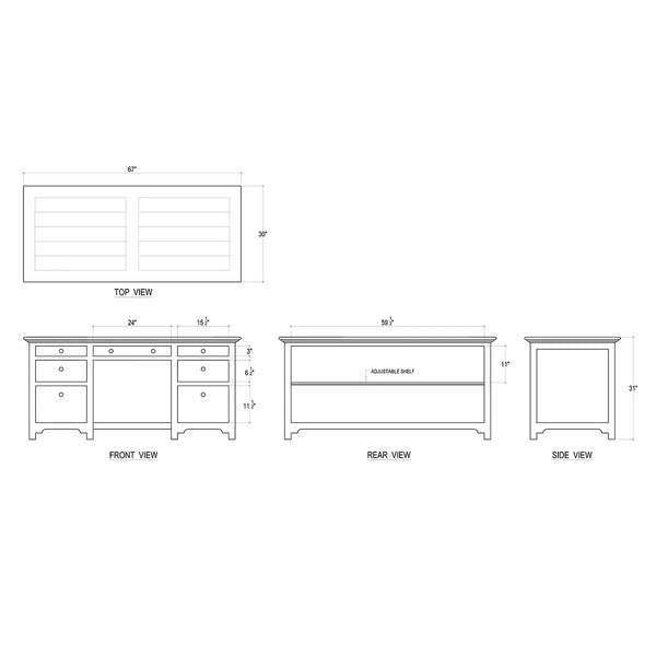 Library Desk-Blue Hand Home