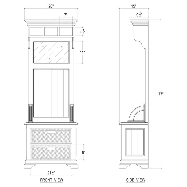 Homestead Narrow Hallstand w/ Rattan Baskets-Blue Hand Home