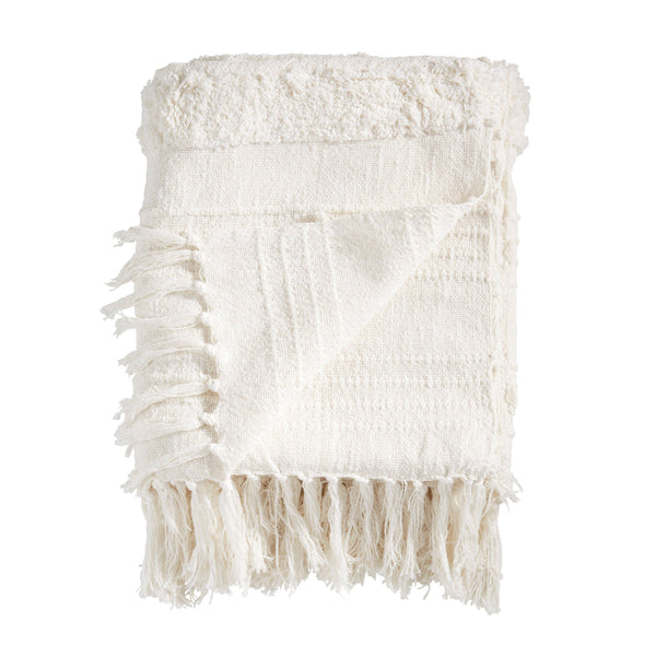 Boho Chic Tufted Throw with Tassels-Blue Hand Home
