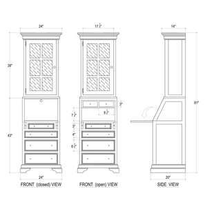 Hancock Narrow Secretary-Blue Hand Home