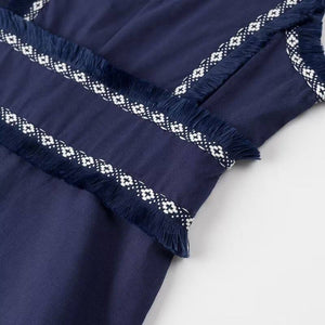 Stylish V-Neck Tassel Panels With Swing Maxi Dresses-Blue Hand Home