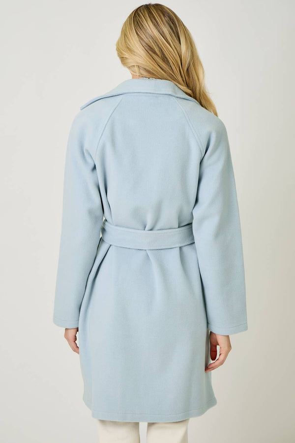 60745 Lapel Collar Robe Coat-Blue Hand Home