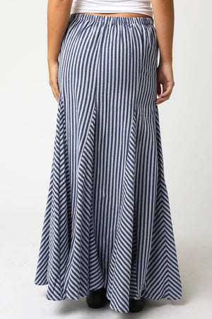 Nava Stripe Maxi Skirt-Blue Hand Home