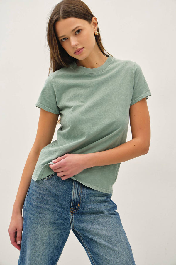 Classic Cut Acid Wash Cotton T-Shirt-Blue Hand Home