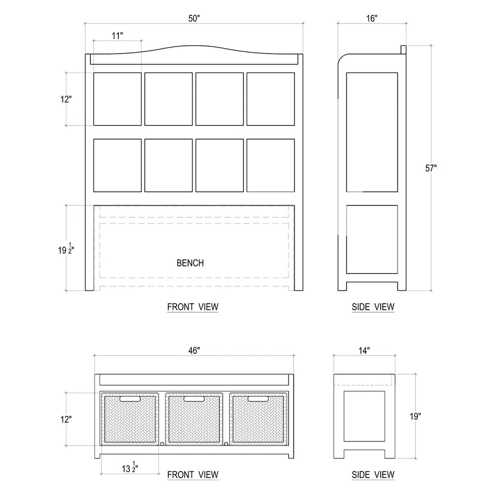 Hancock Storage Cabinet w/ Trundle Bench-Blue Hand Home