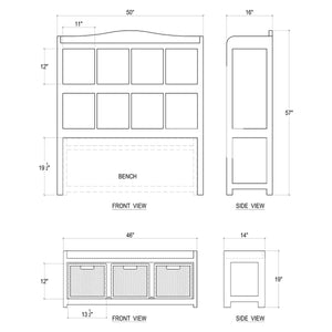 Hancock Storage Cabinet w/ Trundle Bench-Blue Hand Home