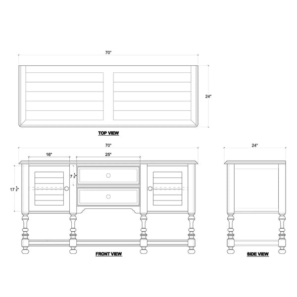 Orleans Sideboard 2 Door 2 Drawer-Blue Hand Home