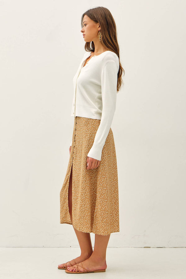 Ribbed Crewneck Cardigan-Blue Hand Home