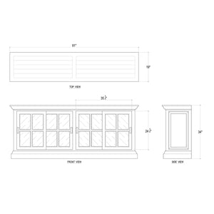 Julia English Media Cabinet w/ 2 LED-Blue Hand Home