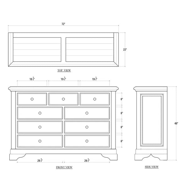 Huntley 9 Drawer Dresser In Straw Wash-Blue Hand Home