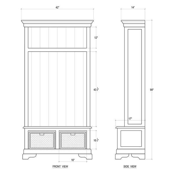Homestead Hallstand w/ Rattan Baskets-Blue Hand Home