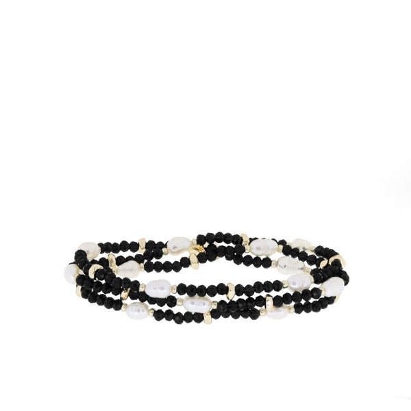 Crystal beaded pearl wrap bracelet-Blue Hand Home