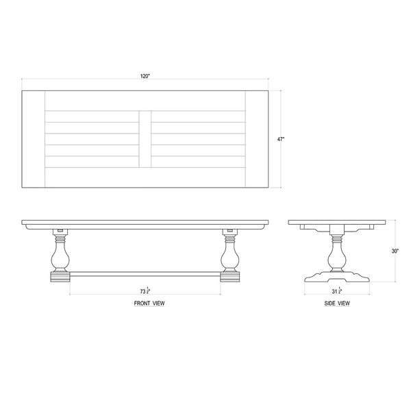 Trestle Dining Table 120''-Blue Hand Home