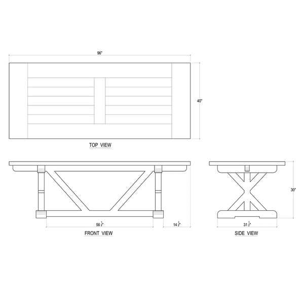 Riverwalk Dining Table 96''-Blue Hand Home