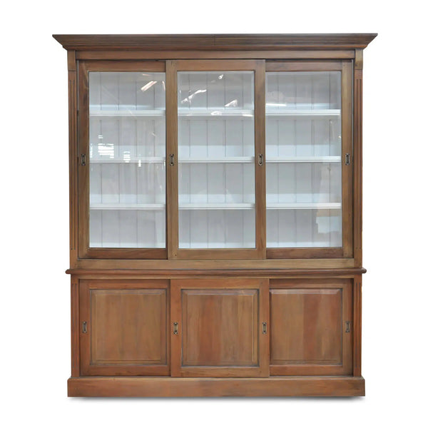 Hudson 88'' Bookcase w/ 3 Sliding Doors-Blue Hand Home
