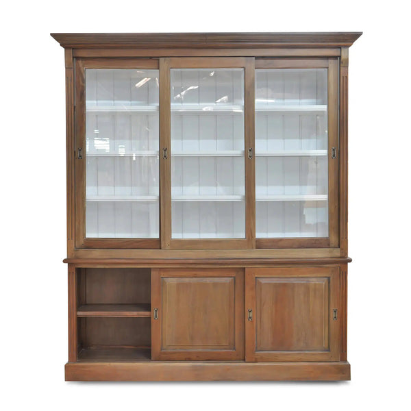 Hudson 88'' Bookcase w/ 3 Sliding Doors-Blue Hand Home