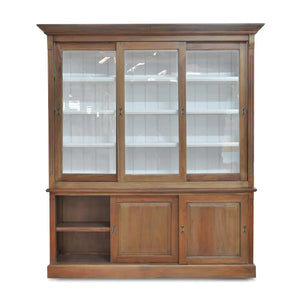 Hudson 88'' Bookcase w/ 3 Sliding Doors-Blue Hand Home