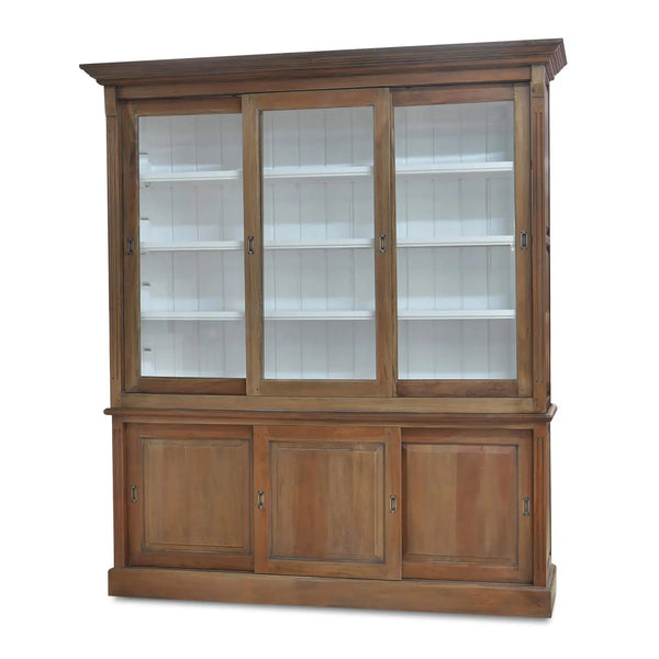 Hudson 88'' Bookcase w/ 3 Sliding Doors-Blue Hand Home