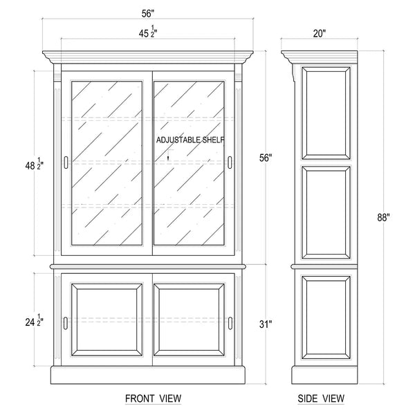 Hudson 88'' Bookcase w/ 2 Sliding Doors-Blue Hand Home
