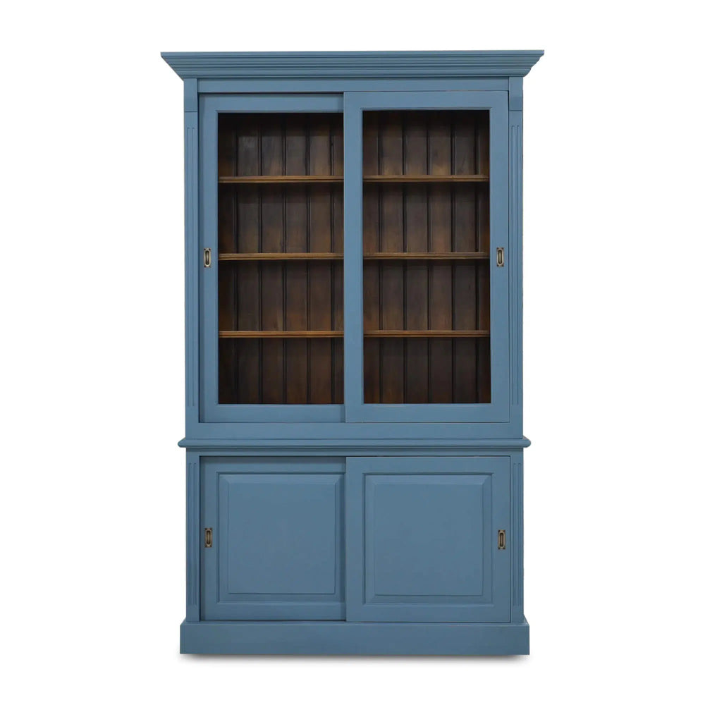 Hudson 88'' Bookcase w/ 2 Sliding Doors-Blue Hand Home