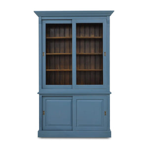 Hudson 88'' Bookcase w/ 2 Sliding Doors-Blue Hand Home
