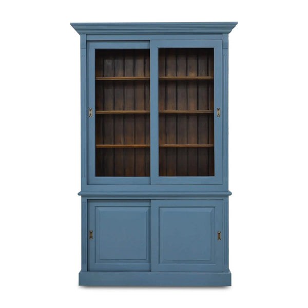 Hudson 88'' Bookcase w/ 2 Sliding Doors-Blue Hand Home