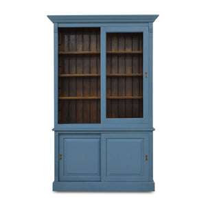 Hudson 88'' Bookcase w/ 2 Sliding Doors-Blue Hand Home