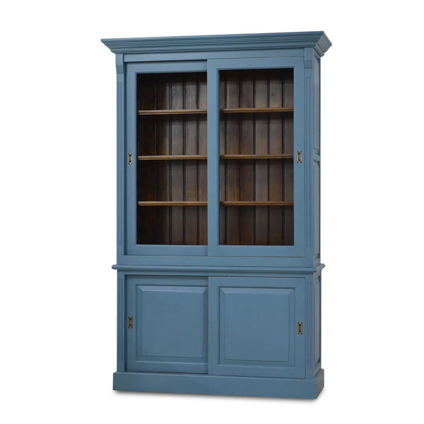 Hudson 88'' Bookcase w/ 2 Sliding Doors-Blue Hand Home