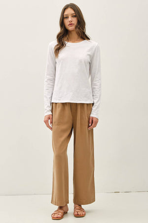 Cotton Slub Crewneck Long Sleeve Tee