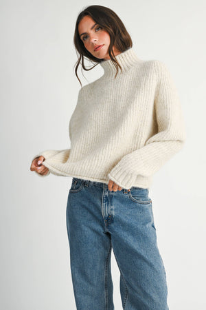 3483ik Soft Brushed Mock Neck Sweater