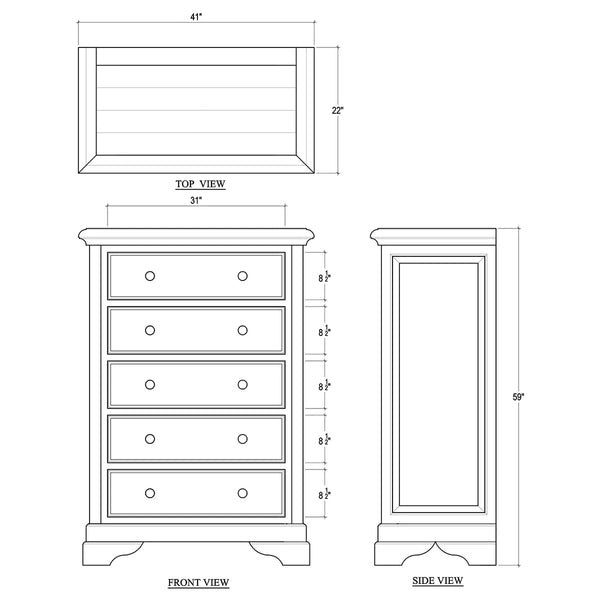 Huntley 5 Drawer Chest-Blue Hand Home