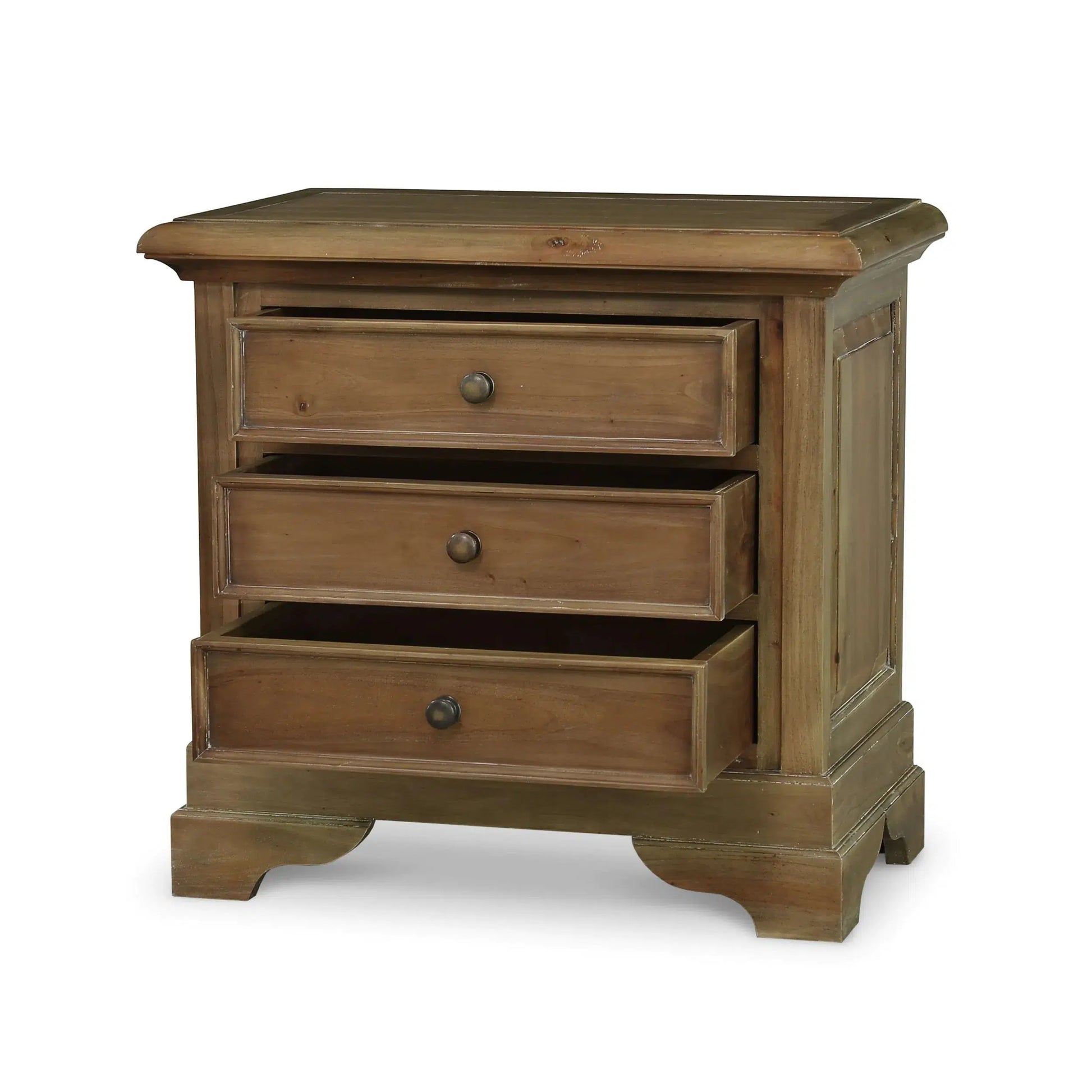 Huntley 3 Drawer Nightstand In Straw Wash-Blue Hand Home