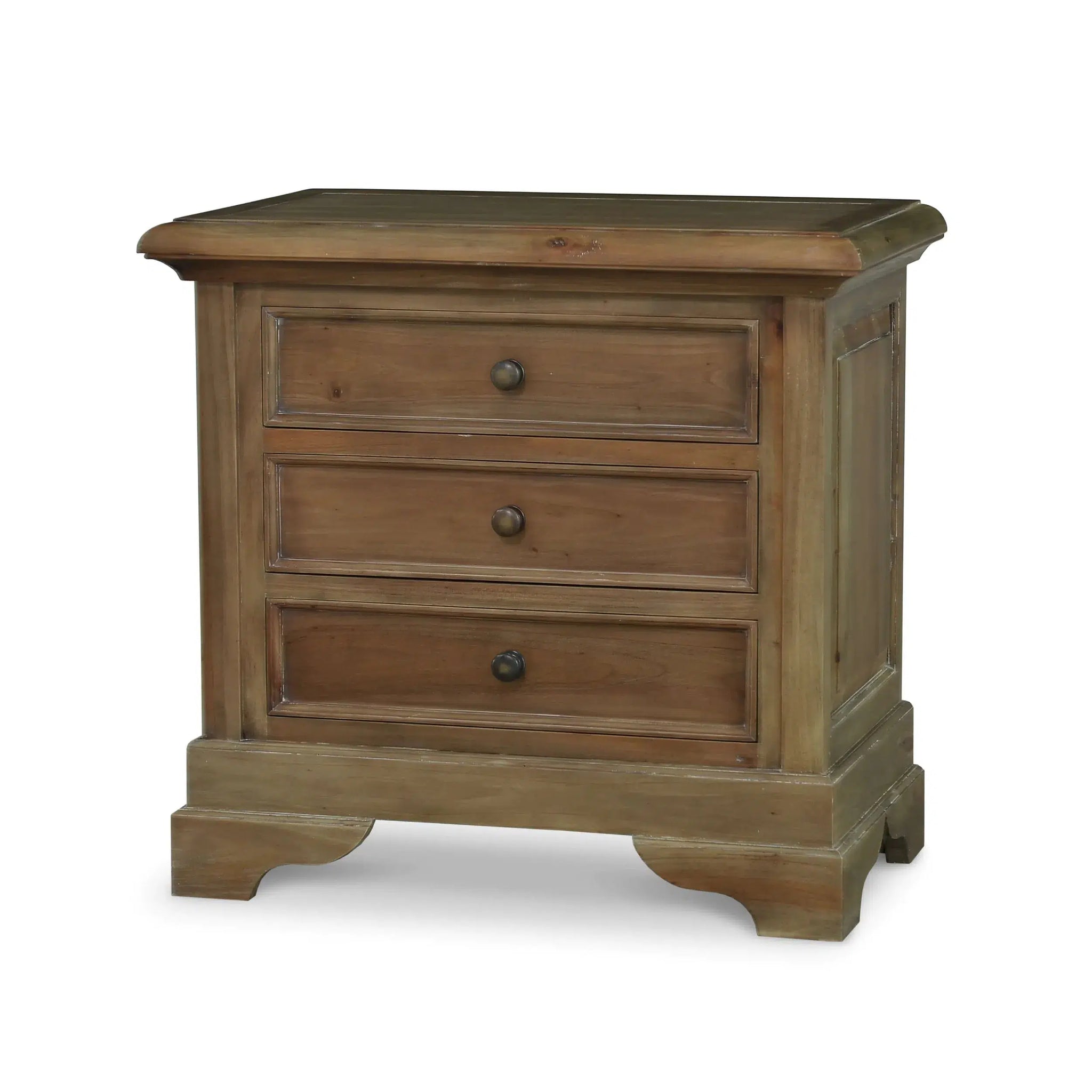 Huntley 3 Drawer Nightstand In Straw Wash-Blue Hand Home