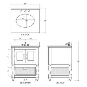 Jefferson Single Vanity w/ Sink & Marble Top-Blue Hand Home