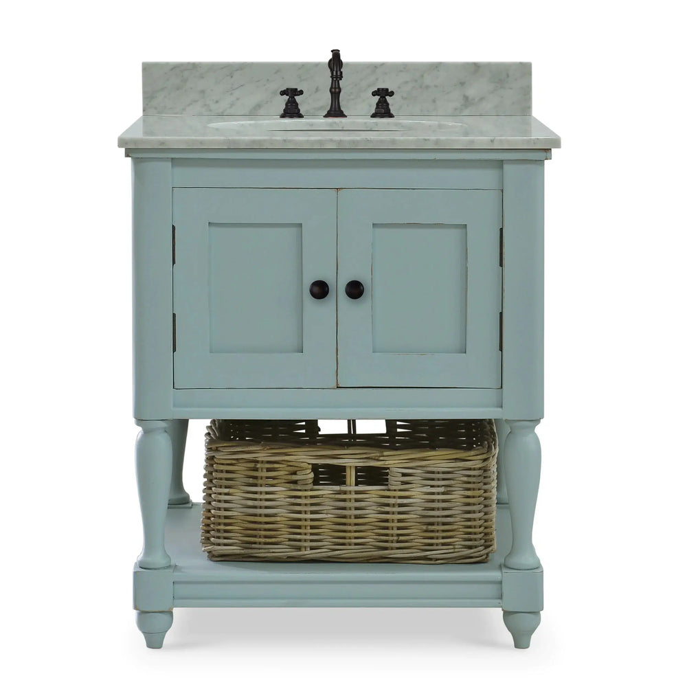 Jefferson Single Vanity w/ Sink & Marble Top-Blue Hand Home