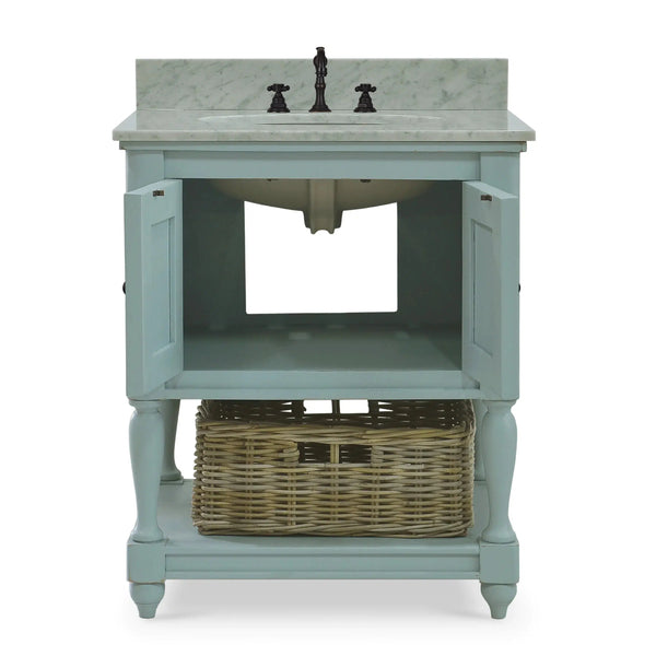 Jefferson Single Vanity w/ Sink & Marble Top-Blue Hand Home