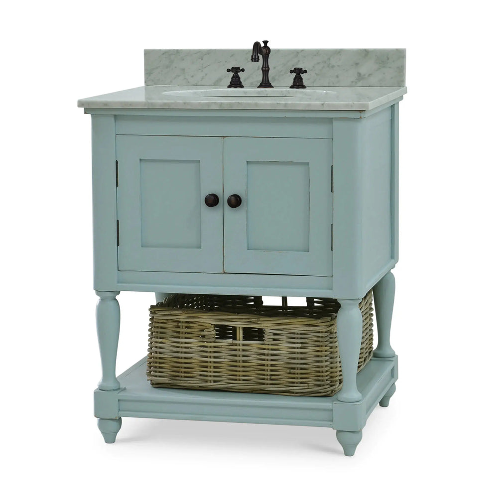 Jefferson Single Vanity w/ Sink & Marble Top-Blue Hand Home