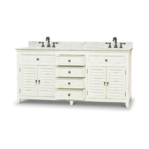 Shutter Double Vanity w/ Sink & Marble Top-Blue Hand Home