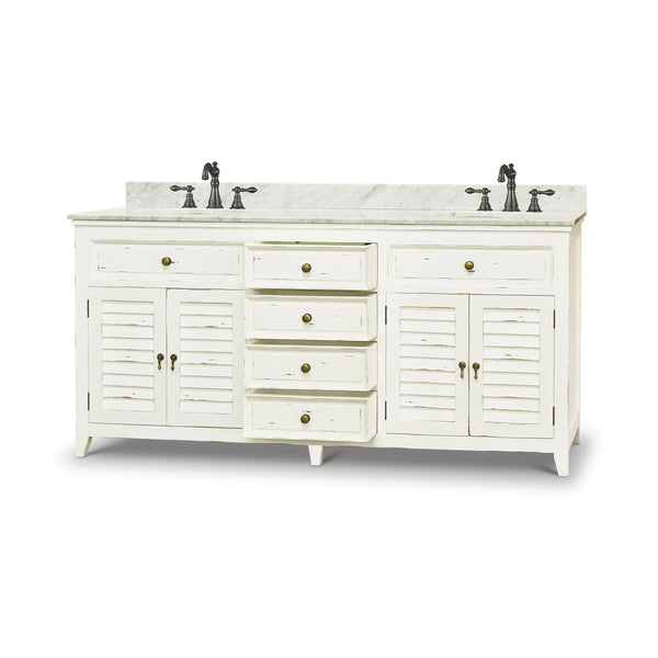 Shutter Double Vanity w/ Sink & Marble Top-Blue Hand Home
