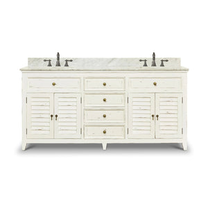 Shutter Double Vanity w/ Sink & Marble Top-Blue Hand Home