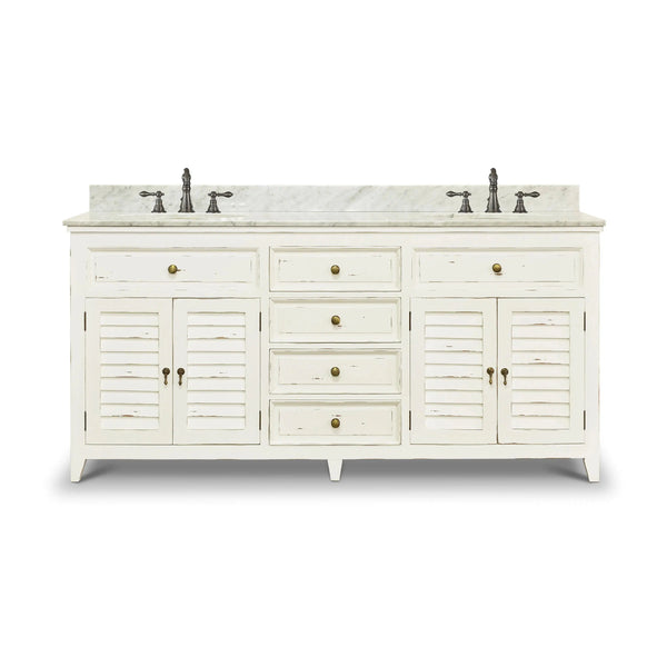 Shutter Double Vanity w/ Sink & Marble Top-Blue Hand Home