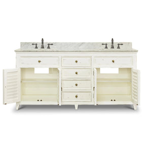 Shutter Double Vanity w/ Sink & Marble Top-Blue Hand Home