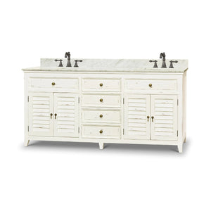 Shutter Double Vanity w/ Sink & Marble Top-Blue Hand Home