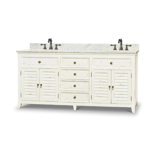Shutter Double Vanity w/ Sink & Marble Top-Blue Hand Home
