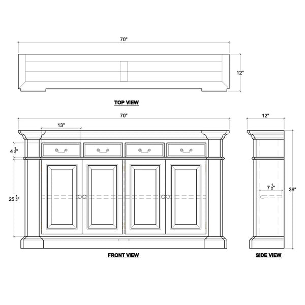 Roosevelt 4 Door 4 Drawer Sideboard-Blue Hand Home