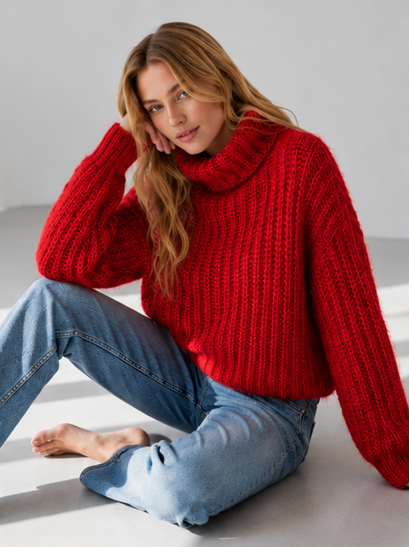 3319ik Cozy Ribbed Turtleneck Sweater